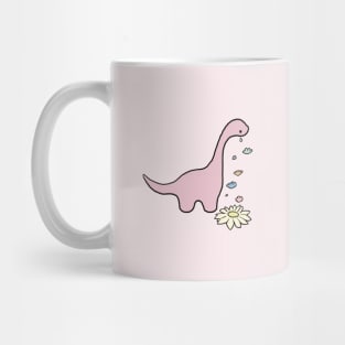 Cute Pink Kawaii Dinosaur Crying Flowers Mug